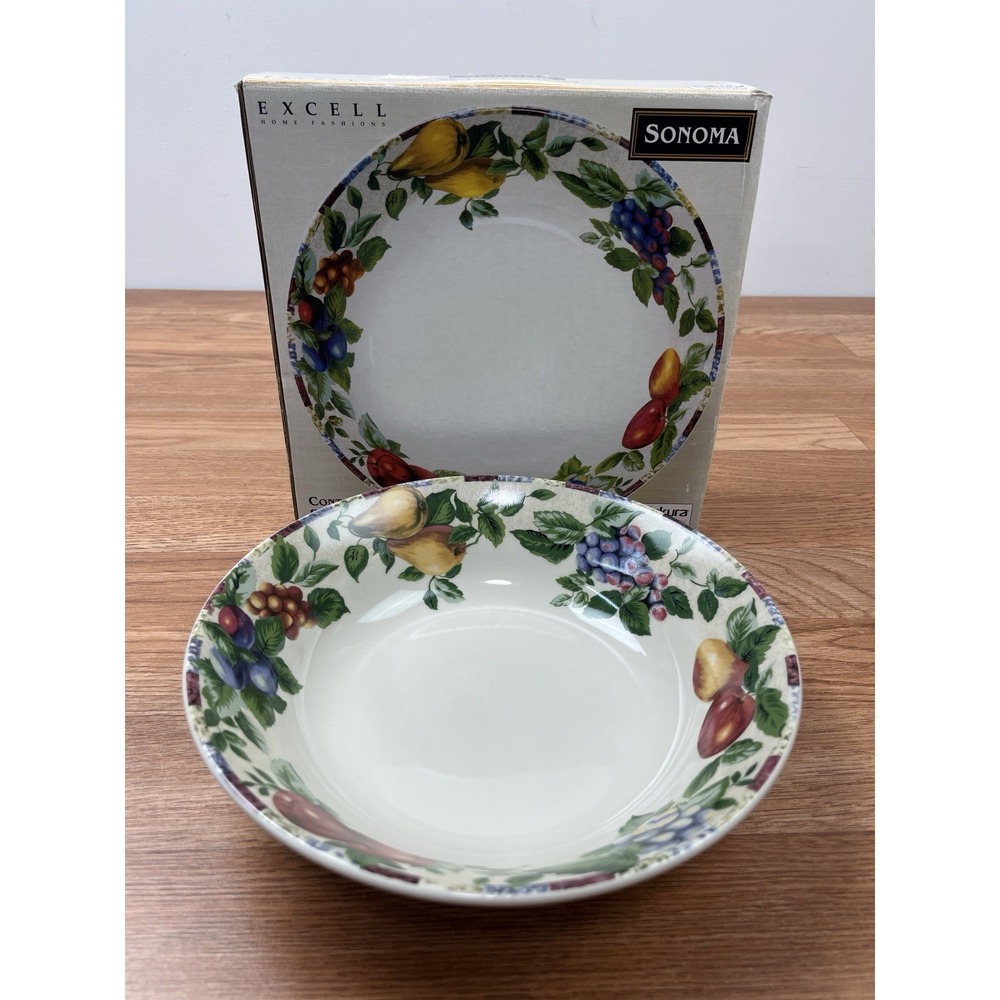Sakura Oneida Excell Sonoma 9.5" Vegetable Serving Bowl, Fruit Pattern NEW